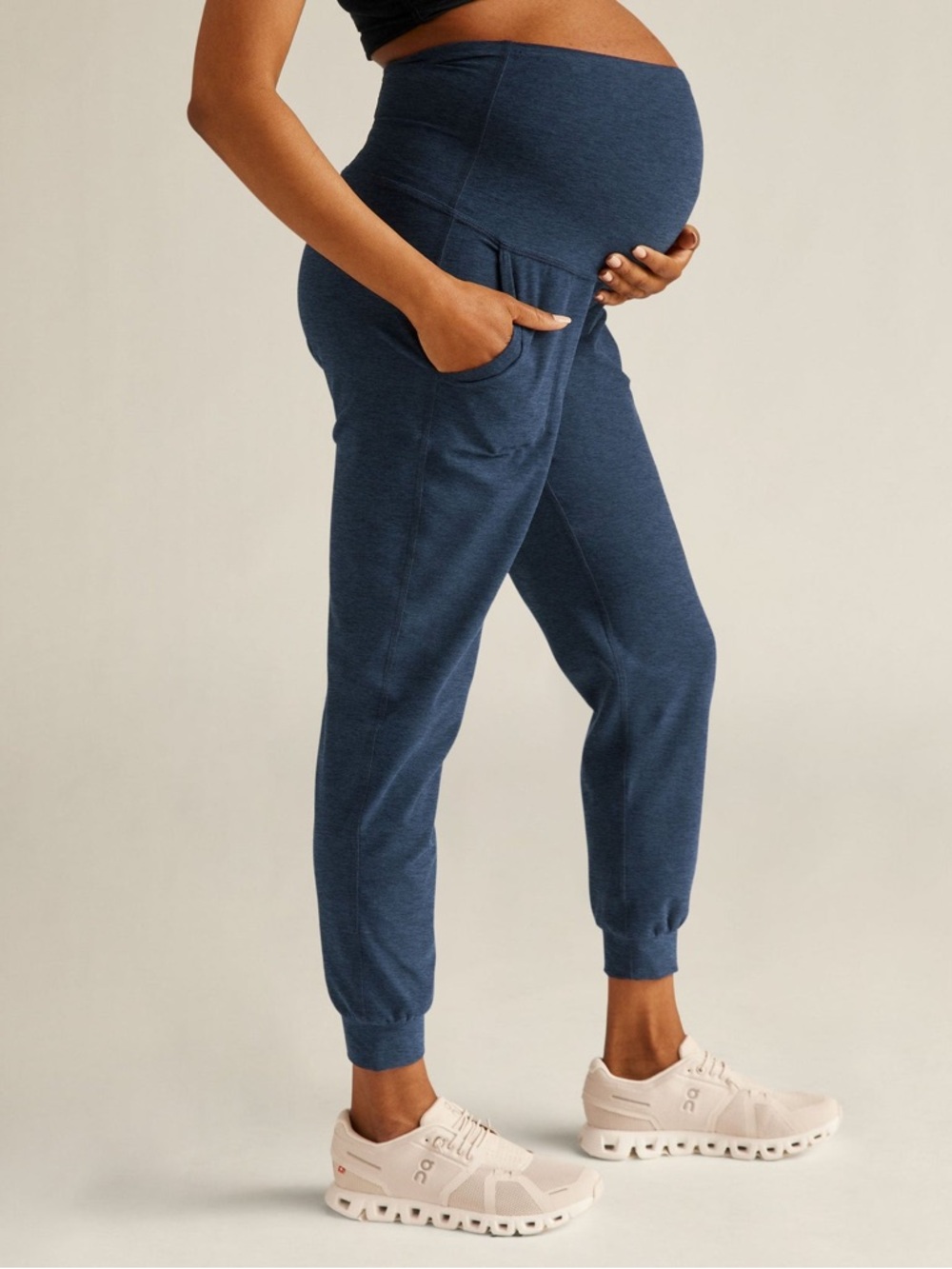 Beyond Yoga Spacedye™ Beyond the Bump Maternity Midi Jogger in Nocturnal Navy